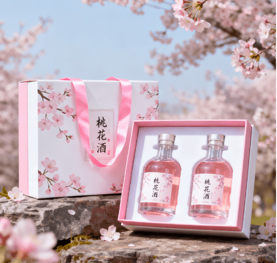 有你时桃花酒礼盒款 1L双瓶礼盒装 节日送礼桃花酒